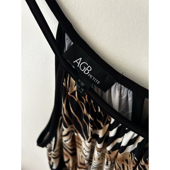 AGB Petites Women’s Medium Animal Print Maxi Dress Tie Back Y2K Resort Summer - Picture 2 of 8